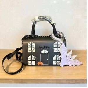 Luv Betsey Johnson Small Crossbody Haunted House Halloween Purse w/Bat Charm New